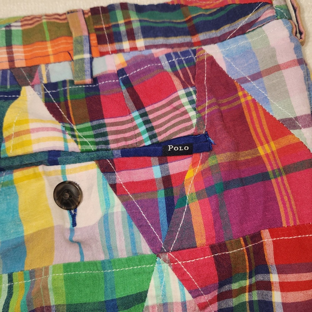 Polo Ralph Lauren Mens 50 Patchwork Plaid Triangle Classic Fit 9 Inch Shorts 50B - Picture 5 of 9